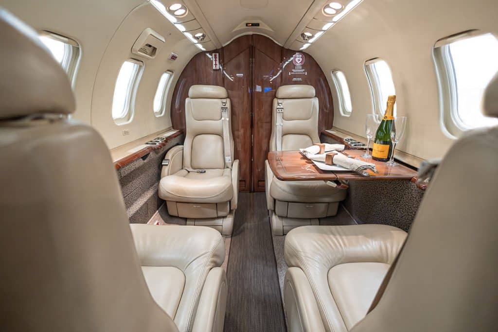 midsize private jet interior 