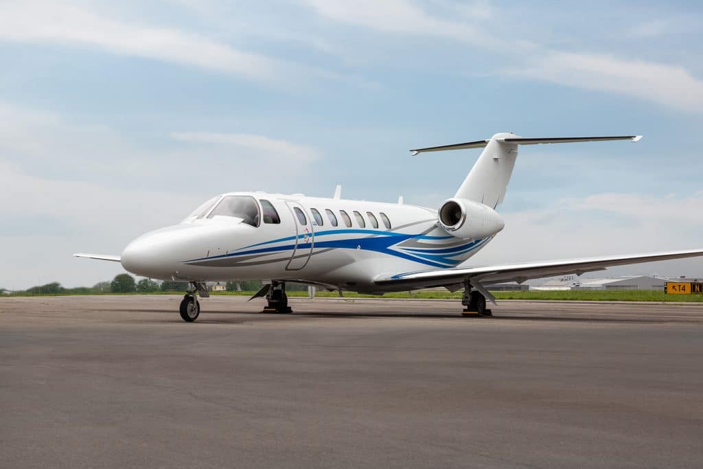 Cessna Citation CJ3 light private jet on runway