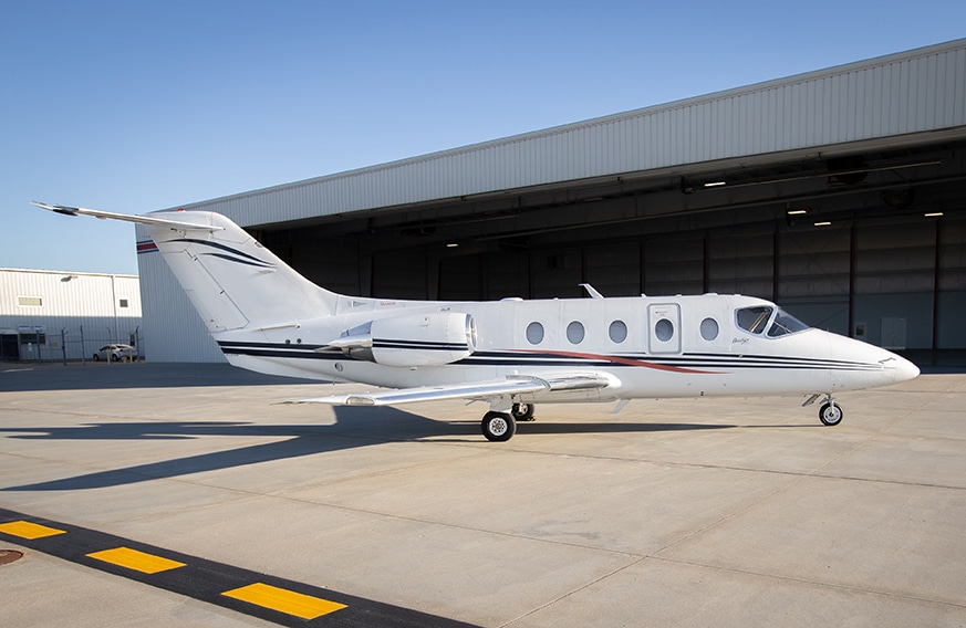 exterior light private jet on runway