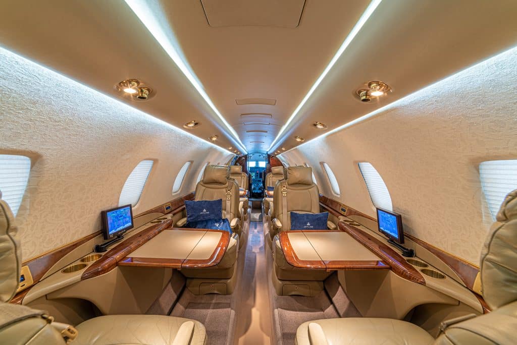 super midsize private jet interior