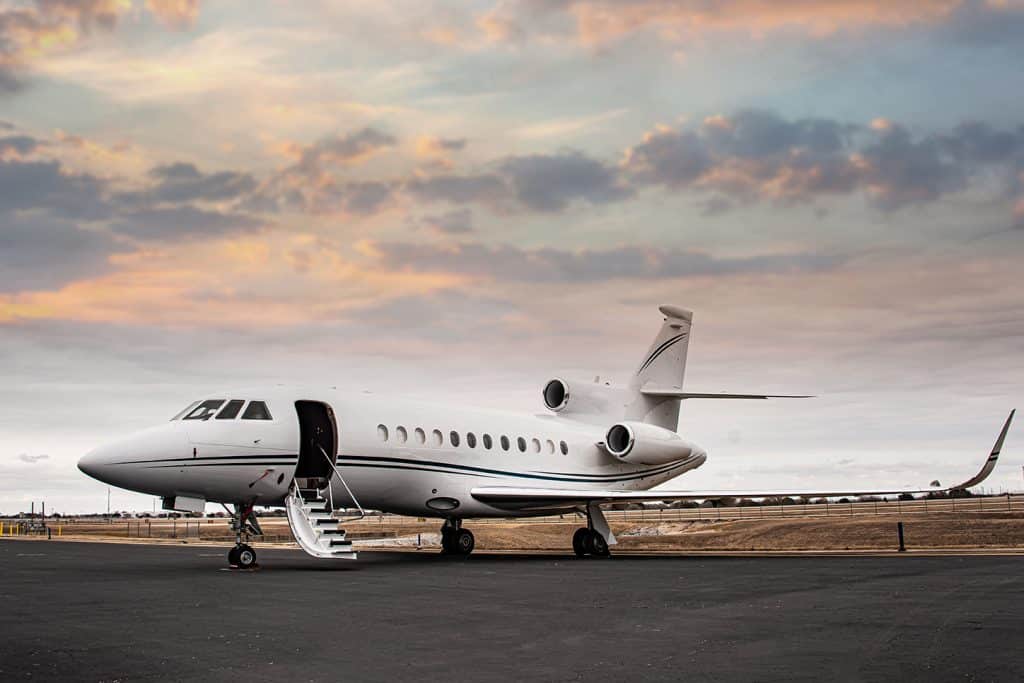 heavy private jet on runway